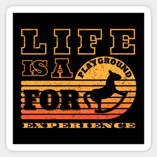 Life is  a Playground for Experience, Wild West, Rocking Horse, Retro Sunset Sticker